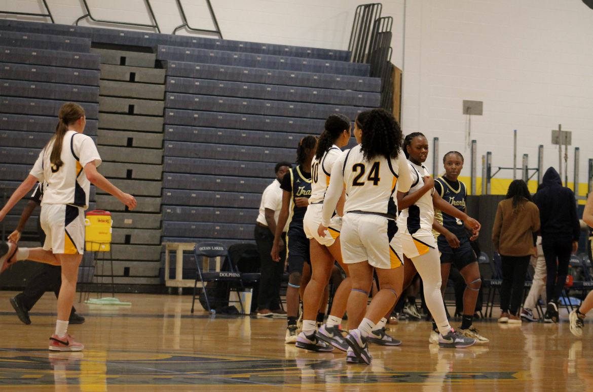 Ocean Lakes girls basketball play the second quarter against Granby High School. The game ended with a final score of  Granby 59 and Ocean Lakes 31 at Ocean Lakes High School on Dec. 3, 2024. 