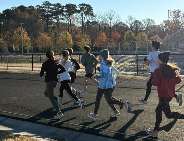  The first track workout of the indoor season at Kellam High School on Dec. 7. They ran four 600mm and six 100mm. Picture used with permission from Michael Nestor.