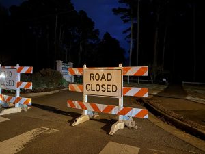 Road signs in front of Red Wing Park inform people that the park is closed. This picture was taken on Dec. 19, 2024.