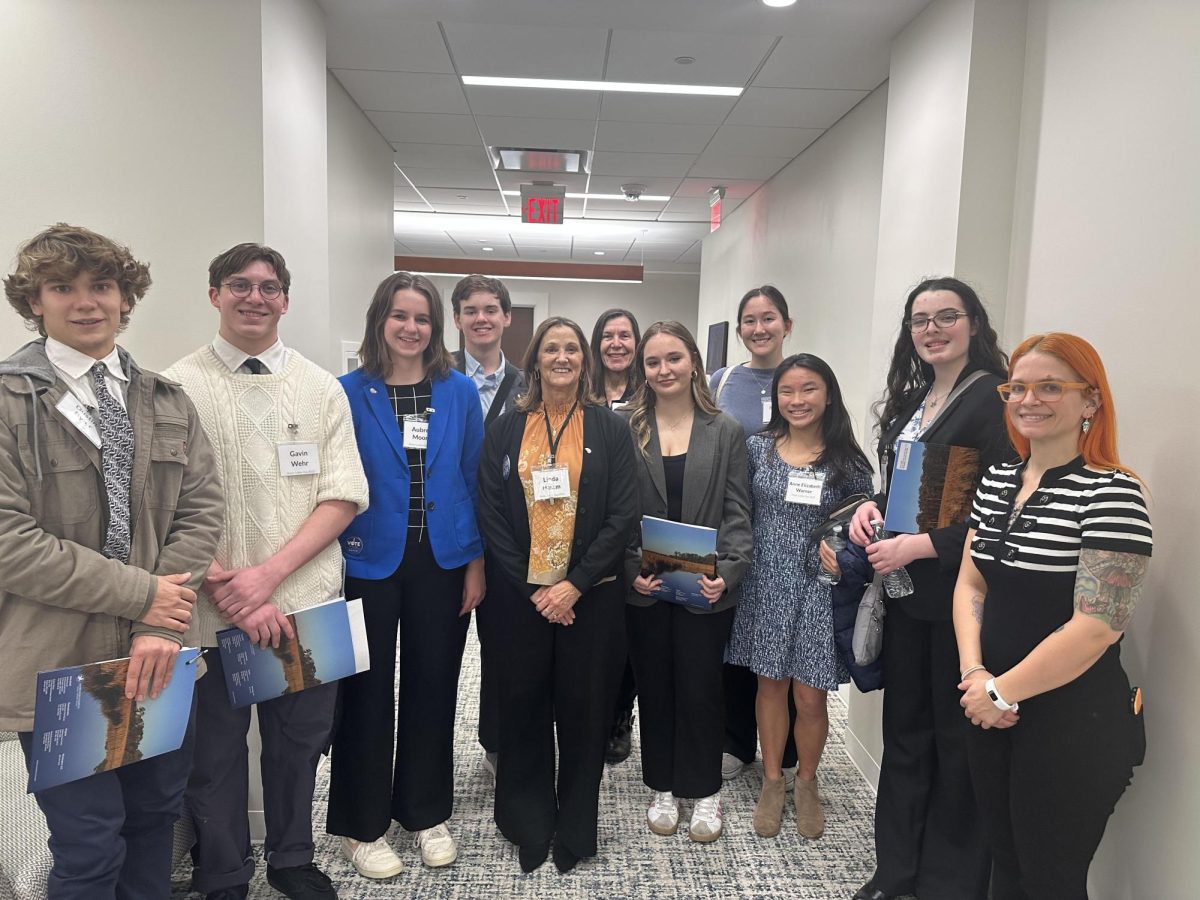 Environmental Studies Program students gather together after finishing their first legislator meeting on Jan. 14, 2025. Students were given the opportunity to have two meetings with their district senator and delegate. 
