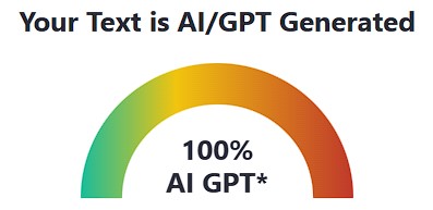 ZeroGPT, a popular generative AI detector, identifies a text as 100% AI written. Students and teachers alike might utilize an AI detector.  Photo courtesy of ZeroGPT.