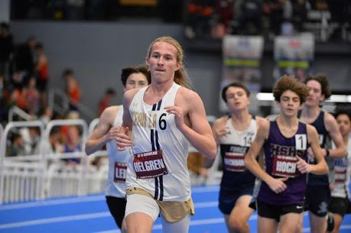 Sophomore Van Helgren competes in the 1-mile run during the VA Showcase on Jan. 17, 2025, at the Virginia Beach Sports Center. He finished with a time of 5:02.72. Photo used with permission from Ann Magnant. 
