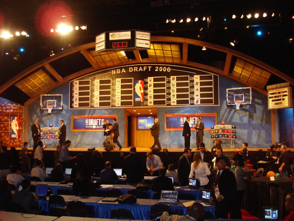 Taken at the 2006 NBA Draft, the Toronto Raptors won the lottery with a 8.8% chance to eventually pick Andrea Bargnani. At the time, the lottery heavily favored teams with the worst records in the league until modifications to the system in 2019. (2006 NBA Draft/Brent Soderberg/CC-BY-2.0)