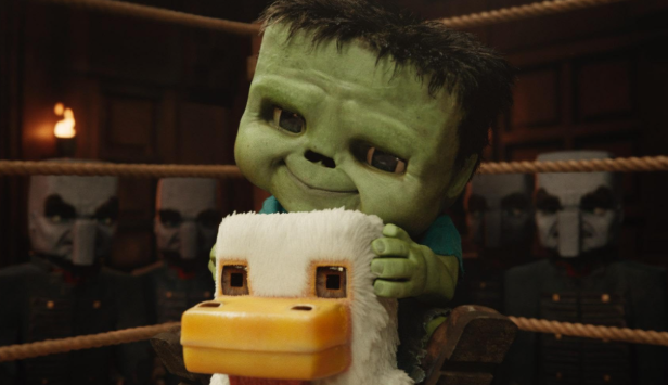 The Chicken Jockey from “A Minecraft Movie.” Jack Black’s reaction to the character has sparked a popular meme. Courtesy of: Warner Bros. Pictures.
