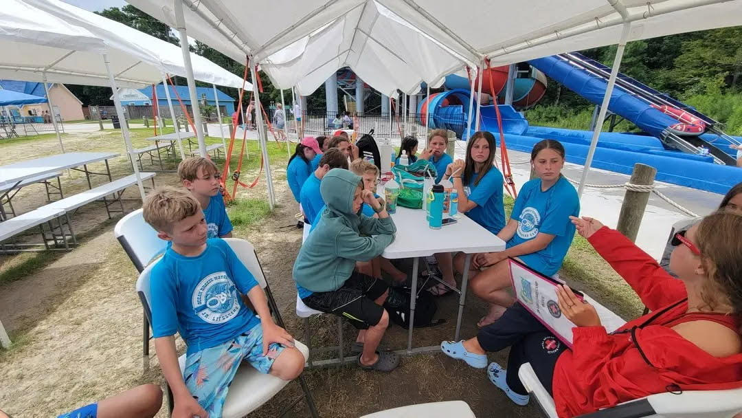 Quinn Jones spending time during her summer break teaching kids at her Jr. Lifeguard Camp about first aid on August 14, 2025. The education included injuries from scrapes to strokes as well as how to perform cardiopulmonary resuscitation (CPR). Photo used with the permission of Quinn Jones.