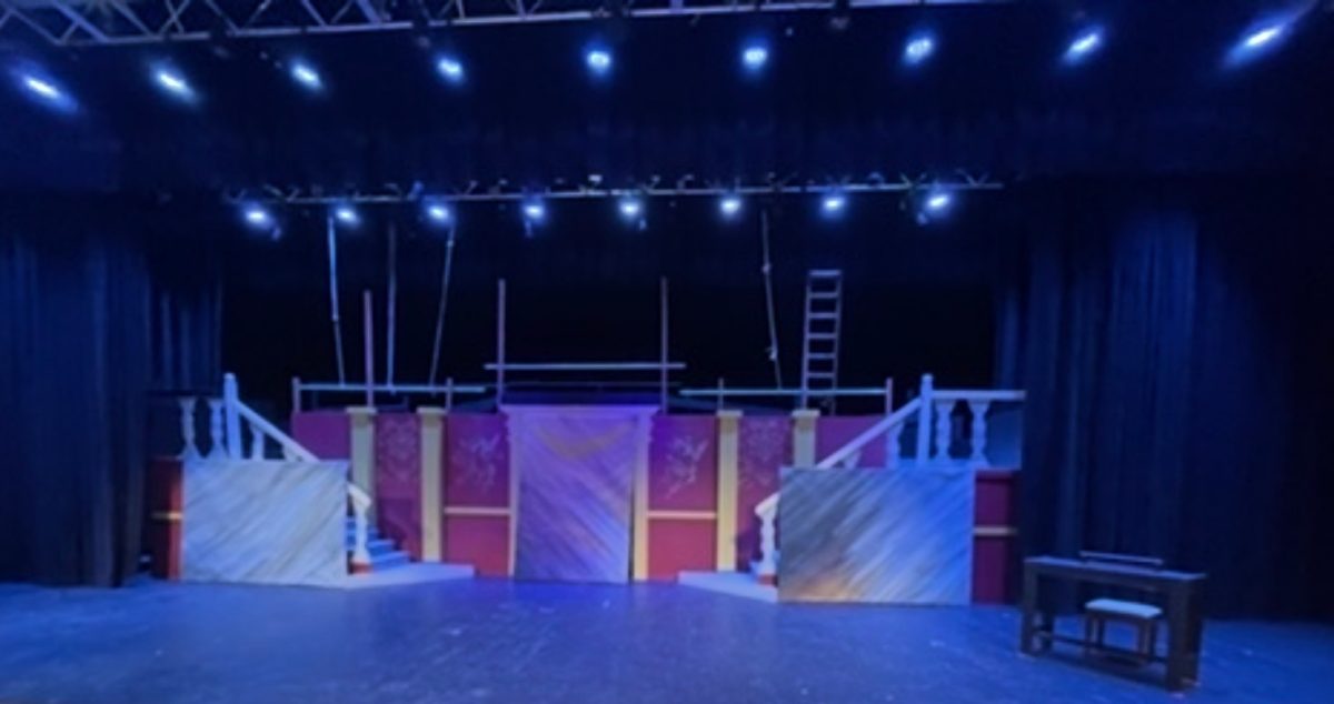 A behind the scenes photo shows the set design of the Paris Opera House in the Ocean Lakes Theater Company's production of "The Phantom of the Opera" on April 17.